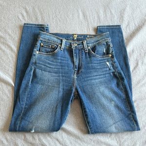 7 For All Mankind skinny ankle denim, distressed